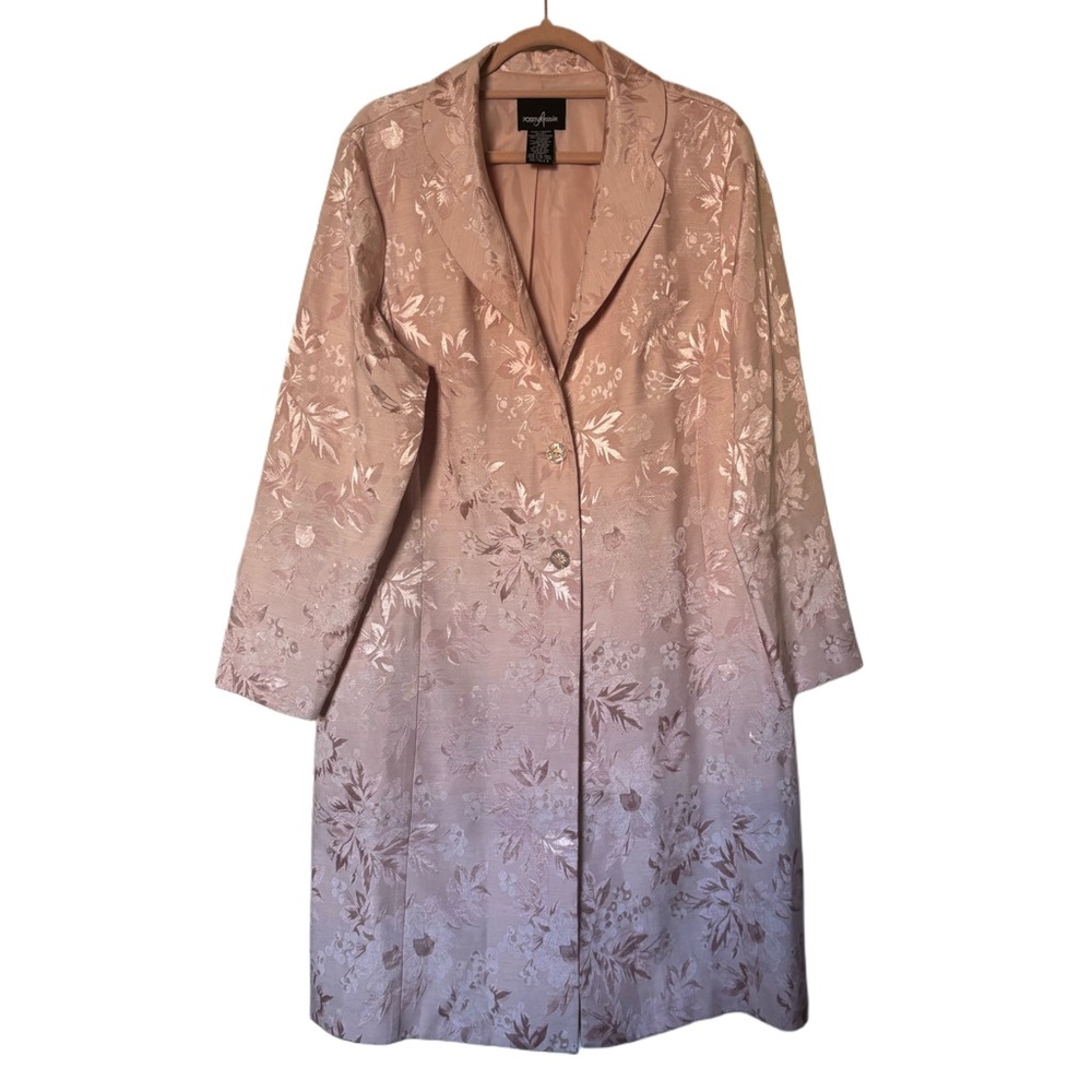 Vintage Positive Attitude Long Floral Embroidered Blazer